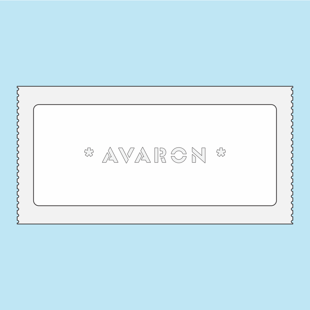 White envelope with a transparent rectangular window on a light blue background.