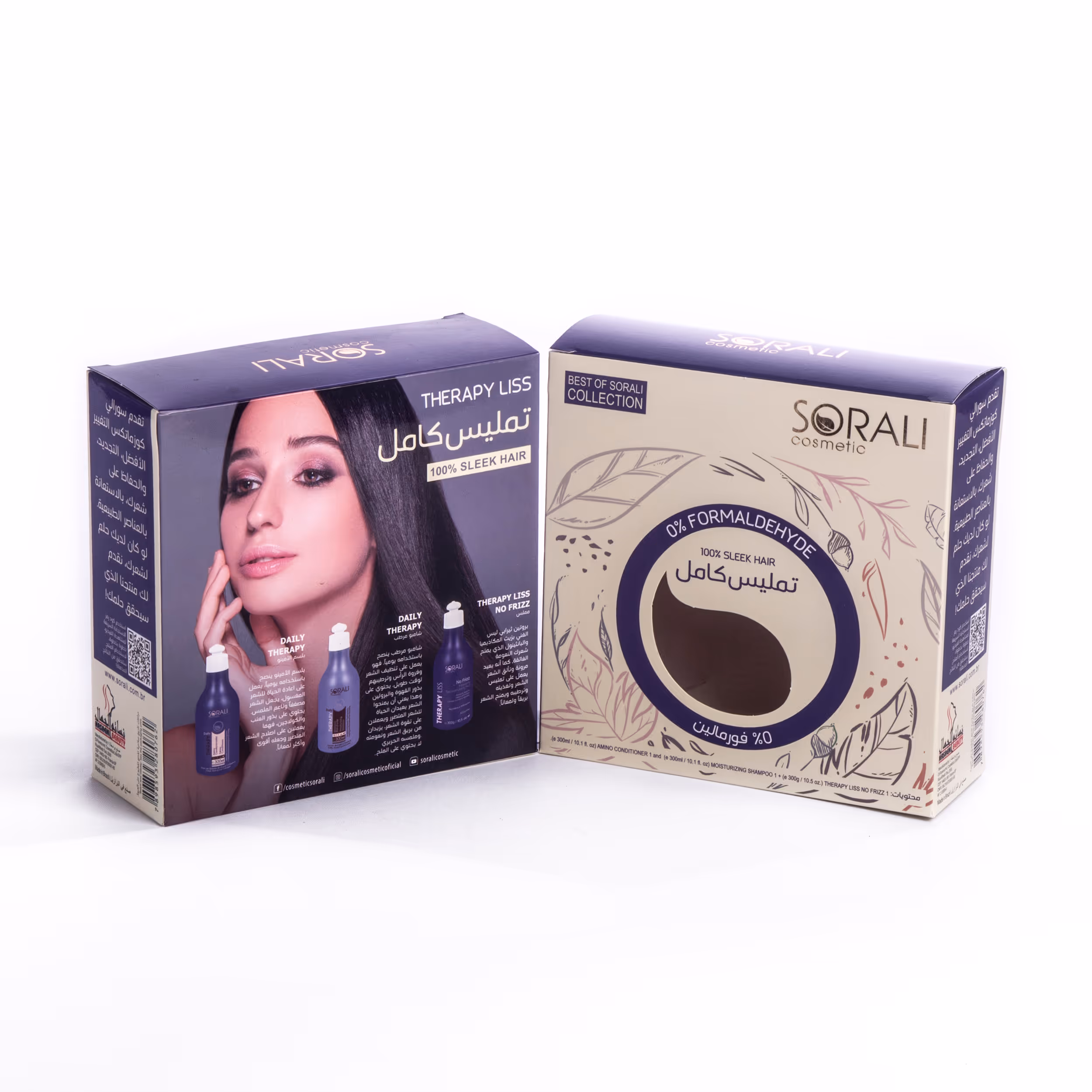 Two boxes of Sorali cosmetic hair treatment products.