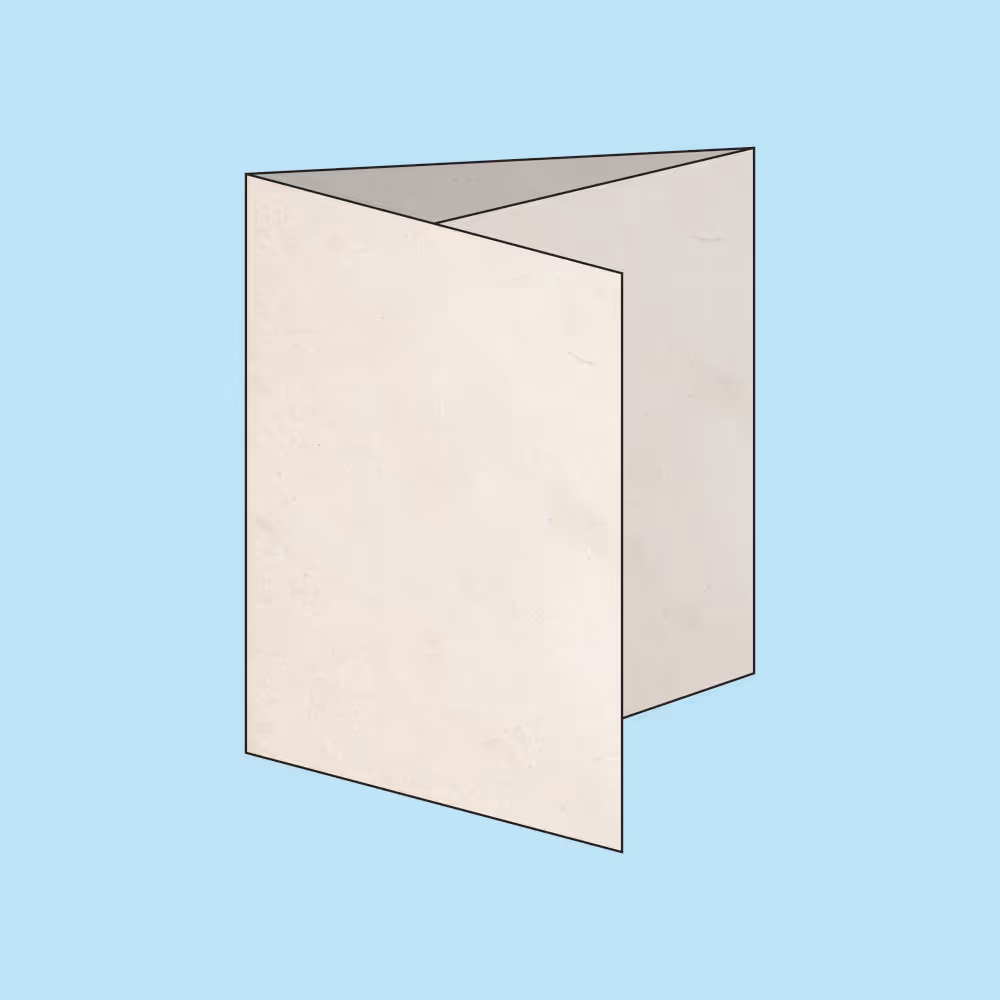 Illustration of an open beige folder on a light blue background.