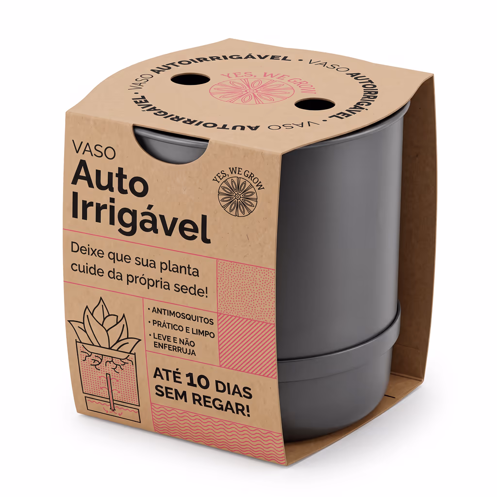 Embalagem em papel kraft do vaso auto-irrigável Yes We Grow