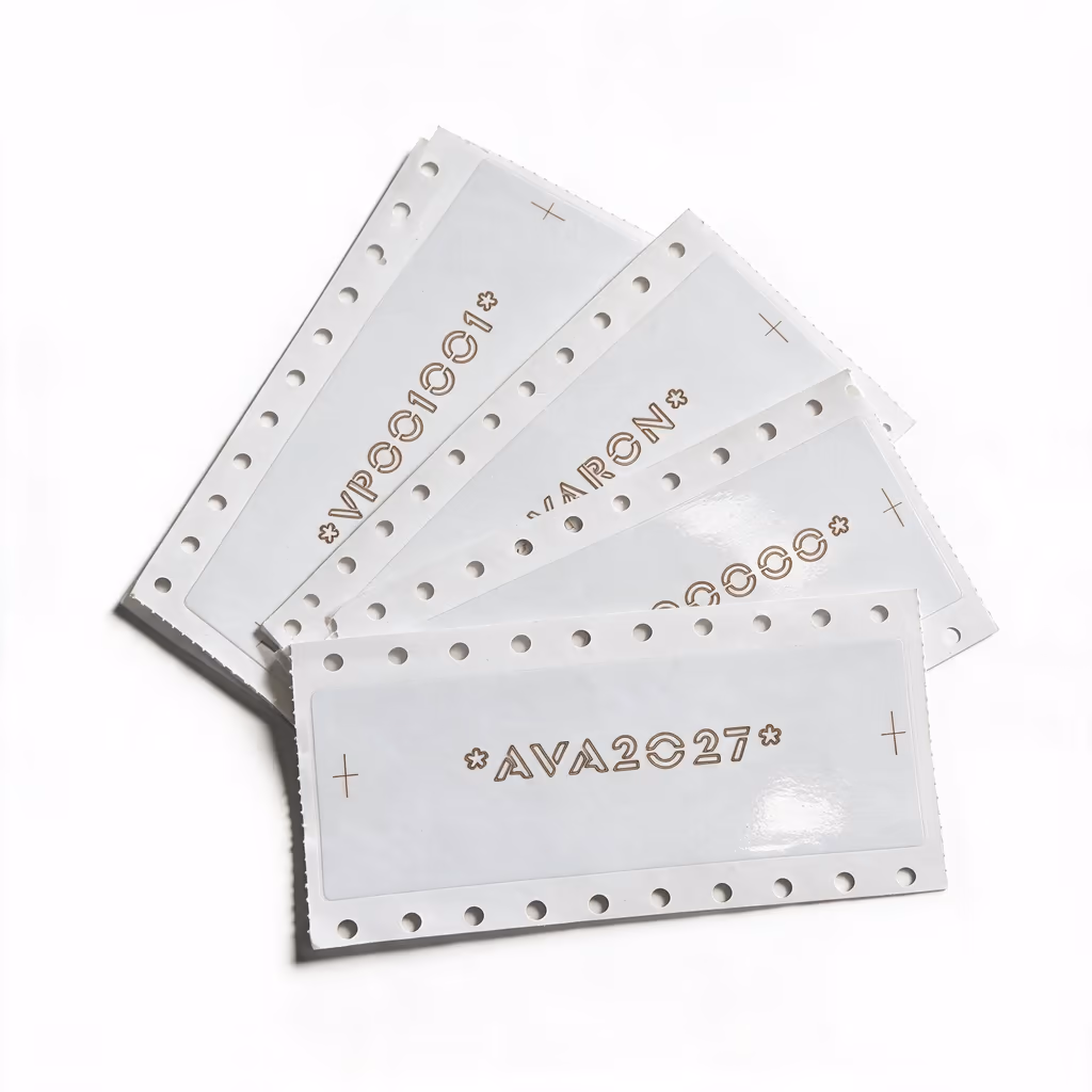 Conjunto de etiquetas de chassi personalizadas com numeração sequencial